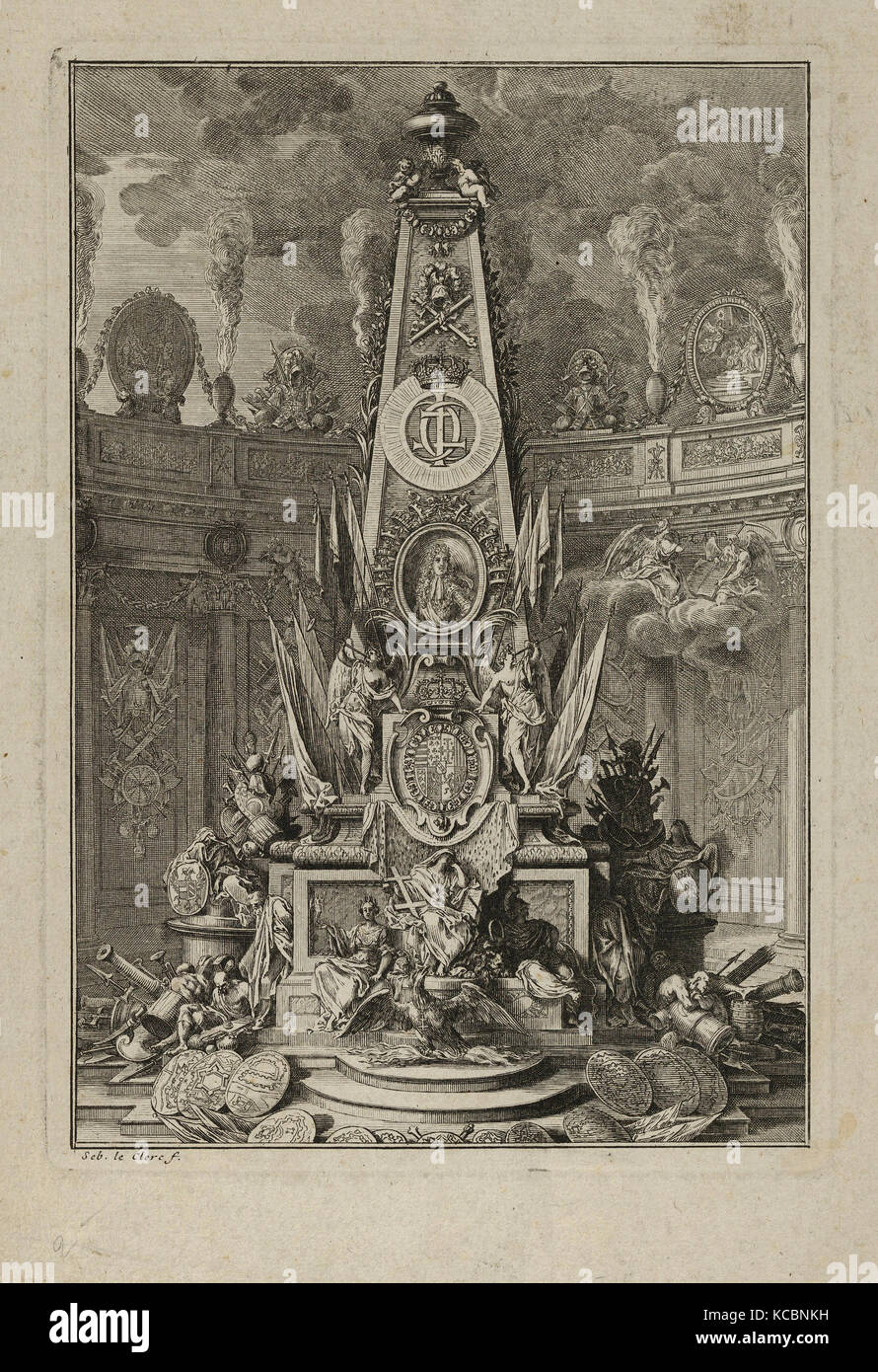 Disegni e Stampe, Stampa, Fete, ornamento e architettura, il monumento funebre a Carlo V duca di Lorena, frontespizio Foto Stock