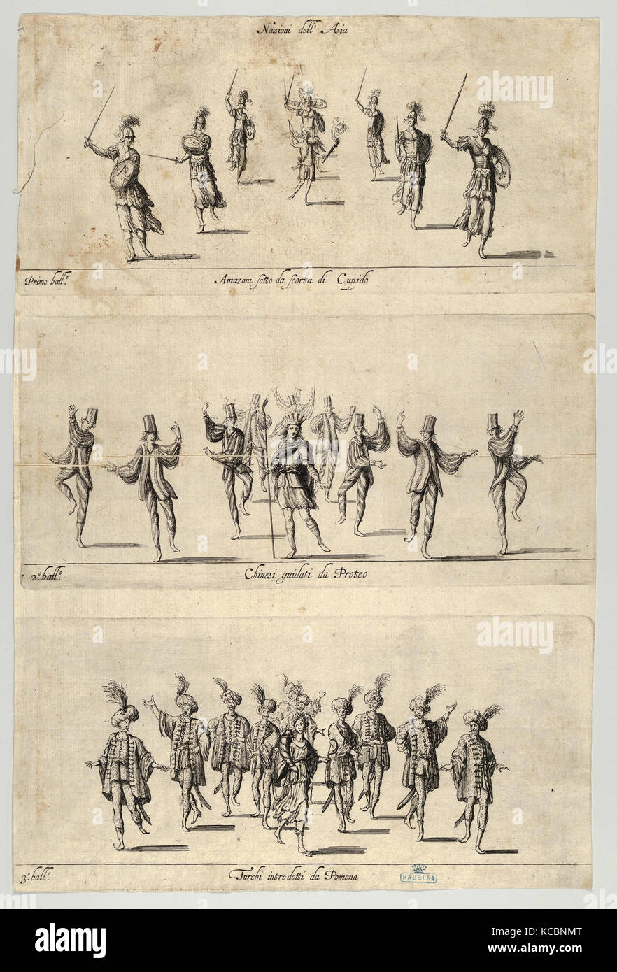Disegni e Stampe, Stampa, Fete, ornamento e architettura, nazioni dell Asia balletti, artista anonimo, italiano, XVII secolo Foto Stock
