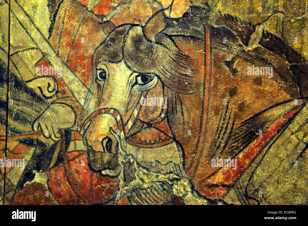 A nord della dinastia Qi. Dettaglio del murale processione dalla tomba Lourui in Wangguo villaggio, città di Taiyuan, nella provincia di Shanxi, Cina Foto Stock