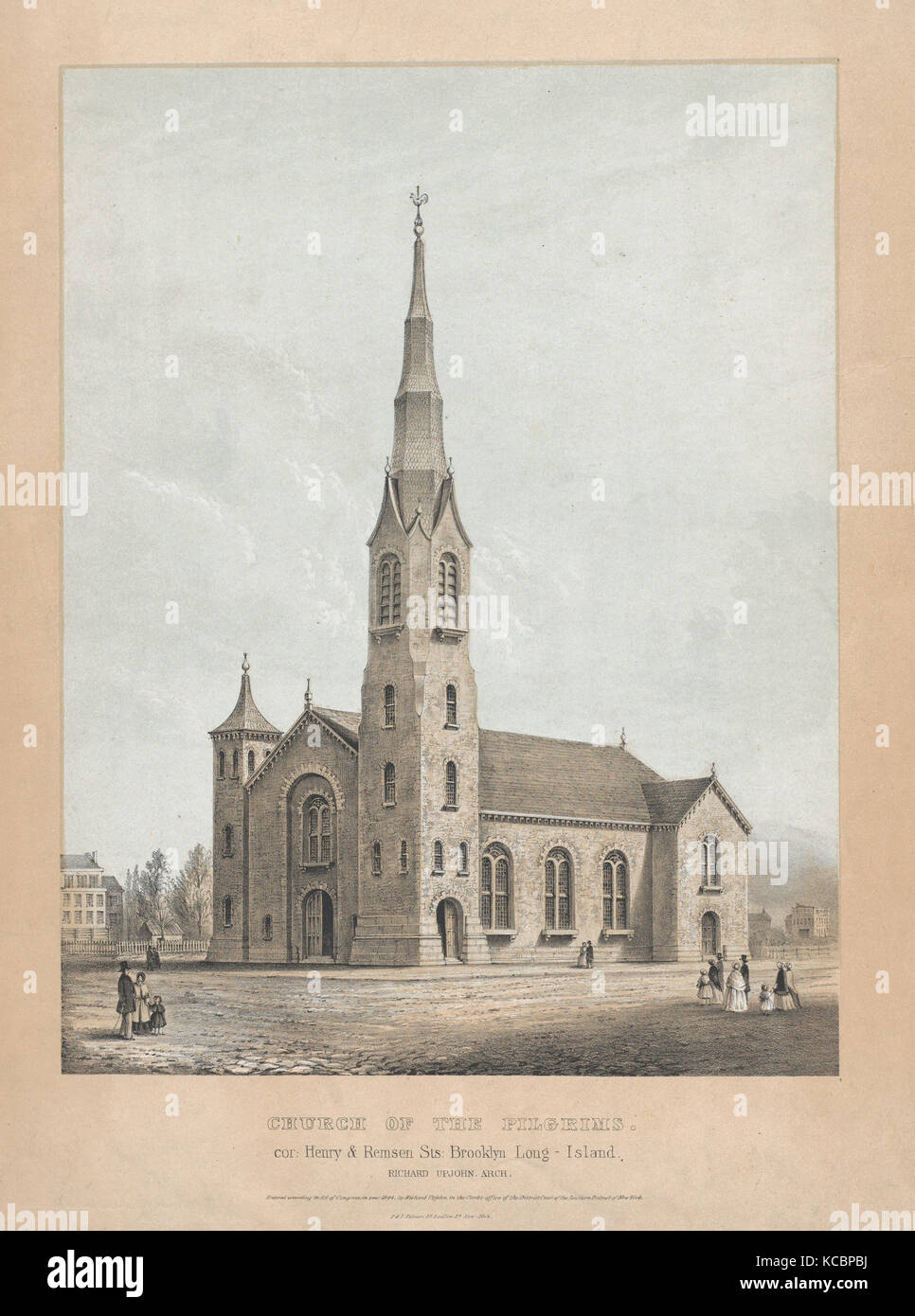 La Chiesa dei Pellegrini, Brooklyn, New York, Frances Flora Bond Palmer, 1844 Foto Stock