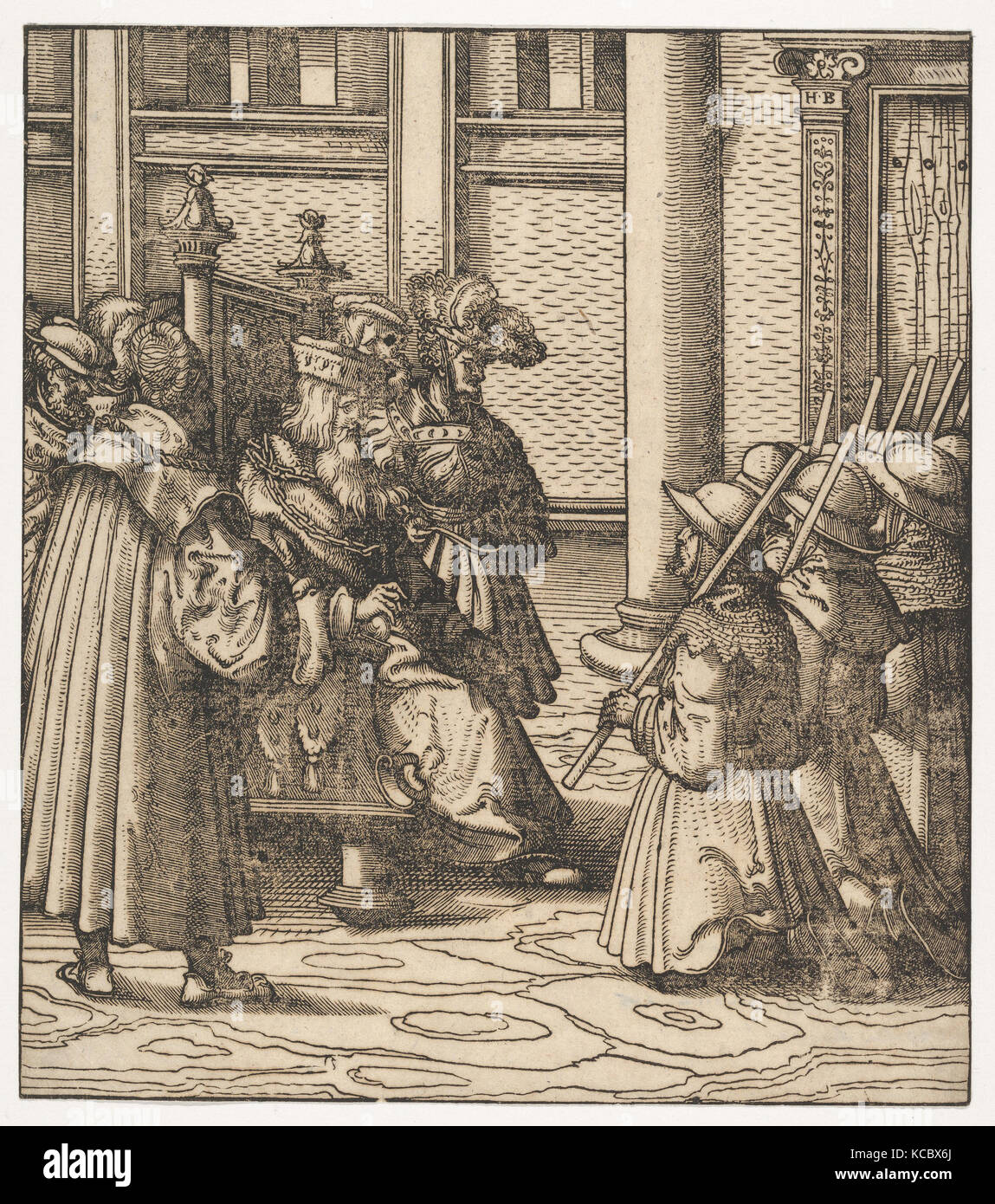 Il marrone e bianco partito chiedendo misericordia dal vecchio re bianco, da Der Weisskunig, Hans Burgkmair, stampato del XVIII secolo Foto Stock