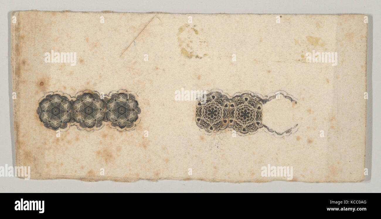 Motivo di banconote: due bande del tornio ornamentali lavori che assomigliano a broccoli e esagoni, associato con Ciro Durand, ca. 1824-42 Foto Stock