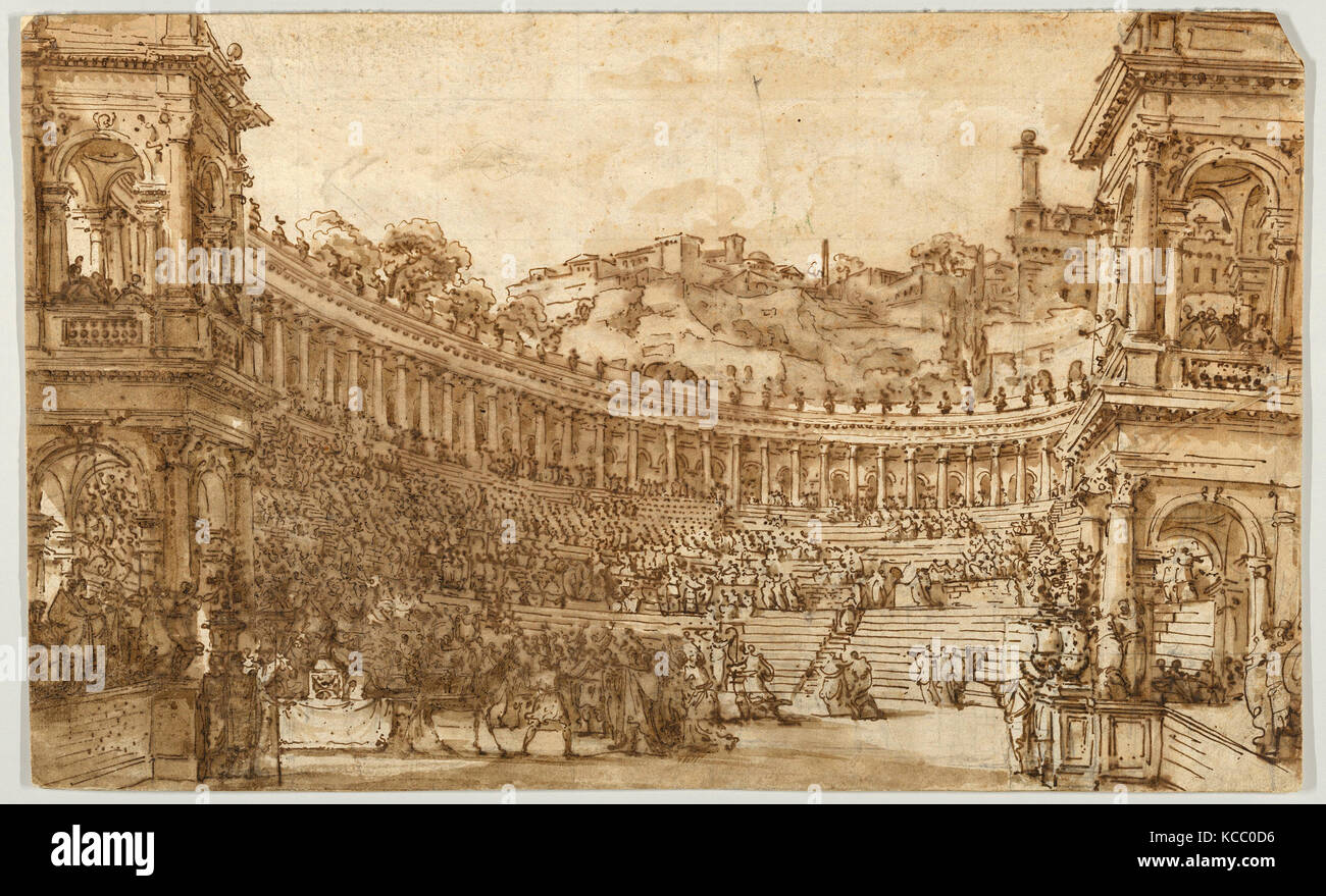Disegni e Stampe, disegno, Anfiteatro classico, artista Louis Jean Desprez, Francese, Auxerre 1743-1804 Stoccolma, Desprez Foto Stock