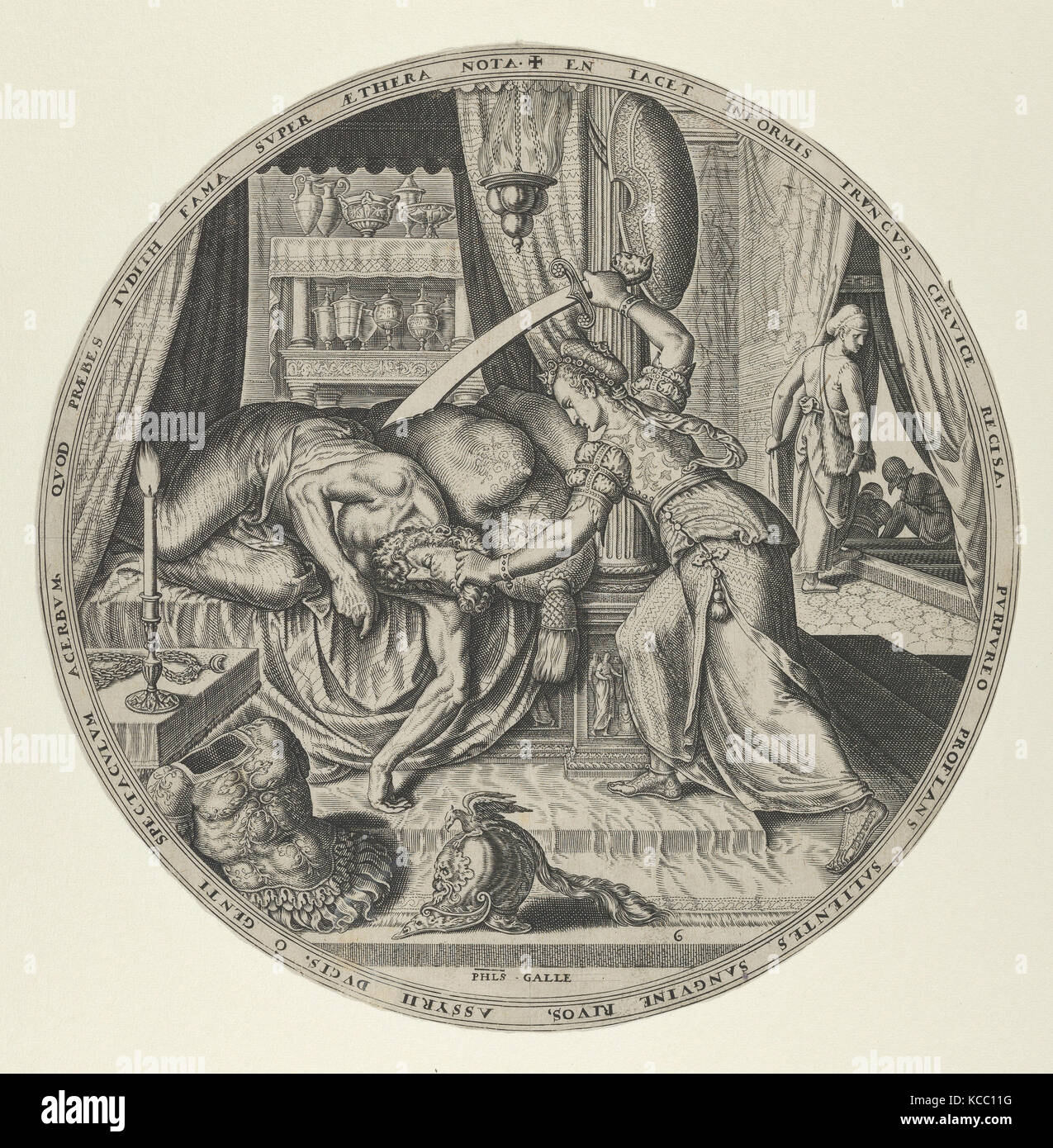 "Judith" (da "Donne Famose dal Vecchio Testamento', set di 6), Philips Galle Foto Stock