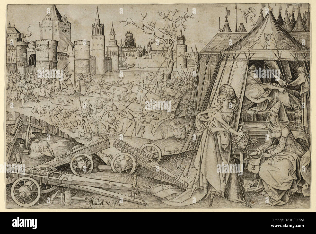 Giuditta con la testa di Holophernes, Israhel van Meckenem (tedesco, Meckenem ca. 1440/45-1503 Bocholt Foto Stock