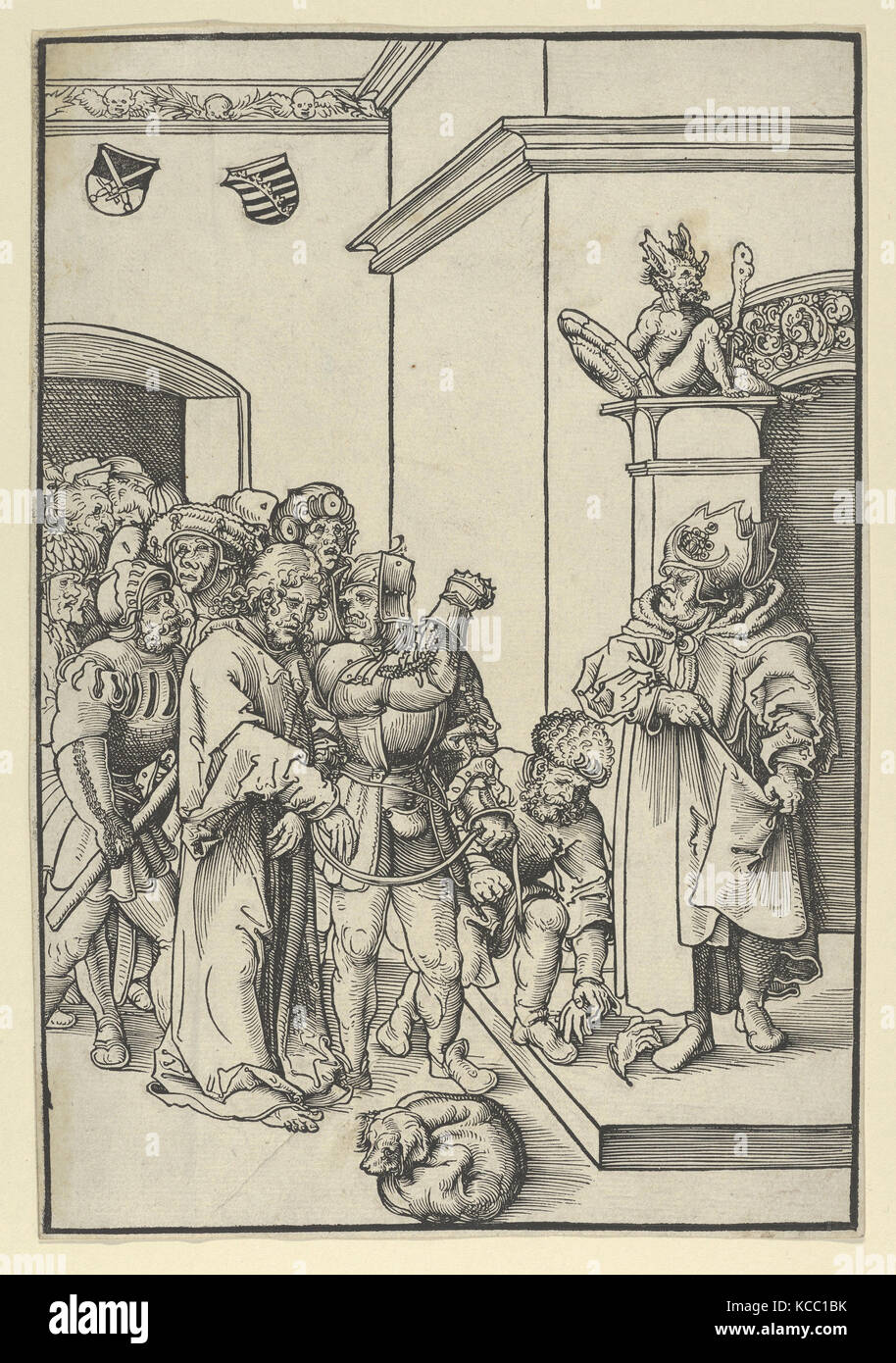 Cristo davanti a Caifa, dalla passione, Lucas Cranach il Vecchio Foto Stock