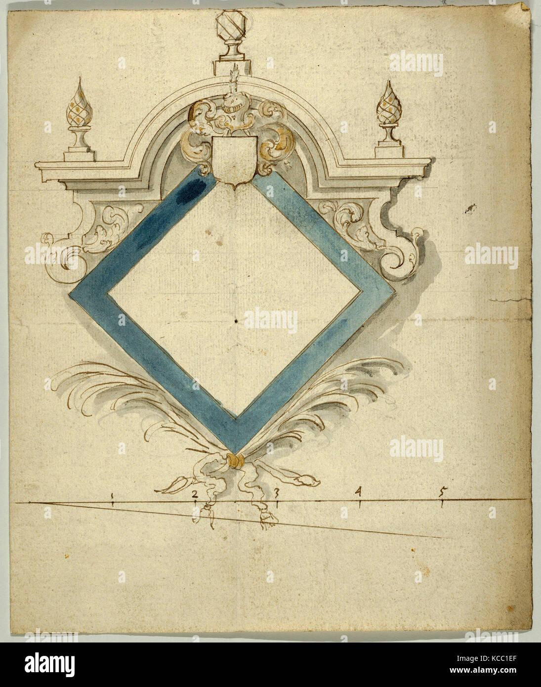 Disegni e Stampe, ornamento di disegno & Architettura, Epitaffio con pannello Lozenge-Shaped, artista anonimo, fiammingo, attivo 1683 Foto Stock