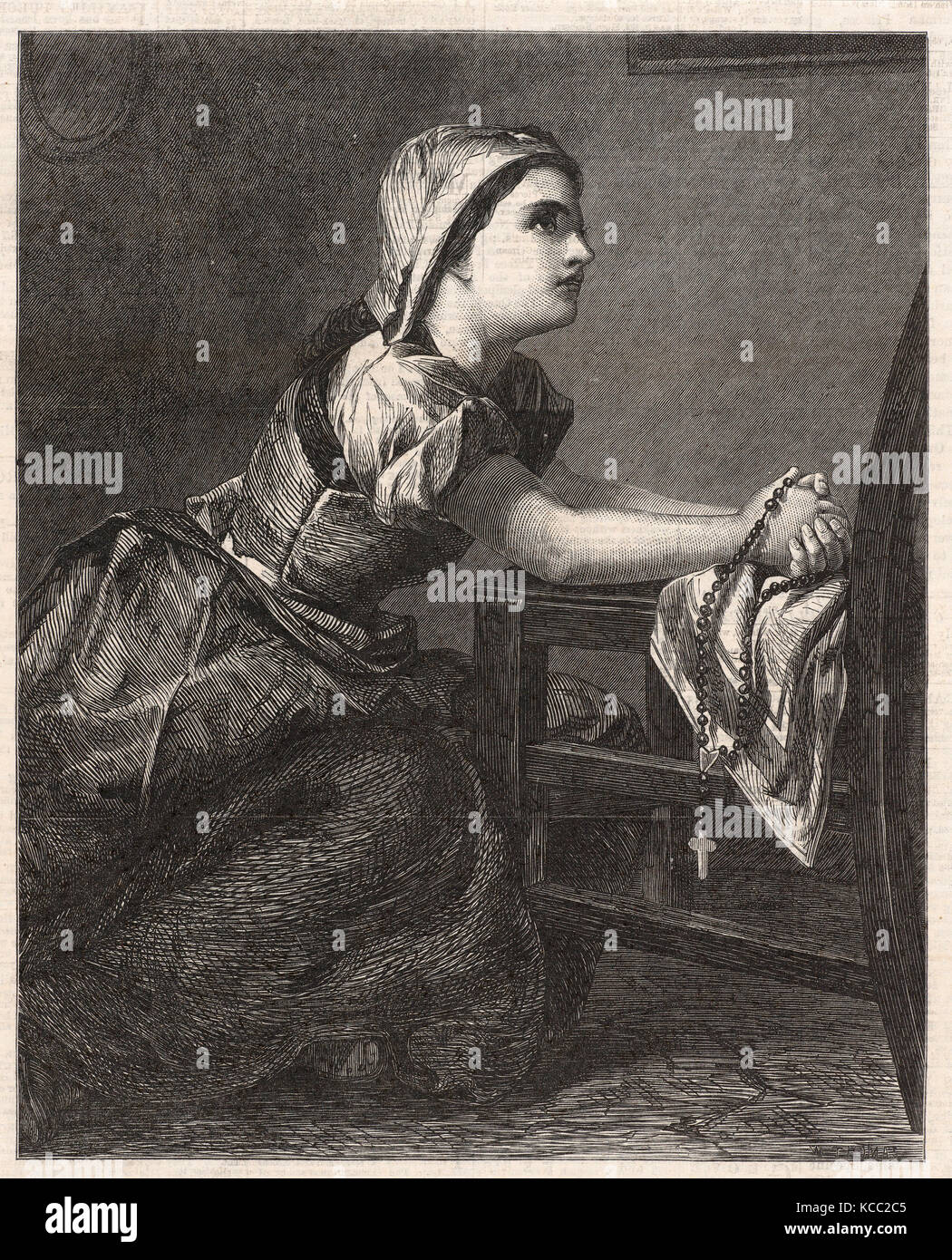 Disegni e stampe, stampa, la Prière, dal Illustrated London News, incisore, artista dopo, William Luson Thomas, Gustav Foto Stock