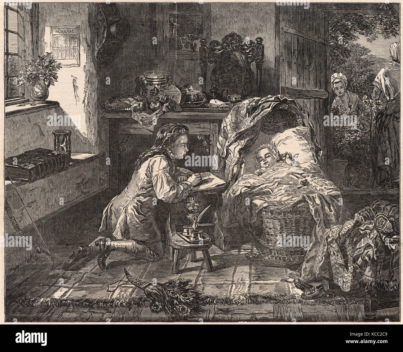 Disegni e Stampe, Stampa, Benjamin West primo sforzo in arte, dal Illustrated London News, artista dopo, Edward Matthew Foto Stock