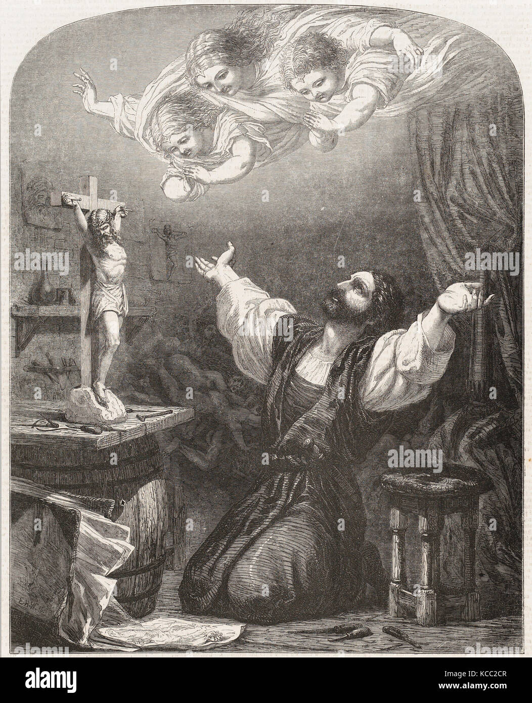 Disegni e Stampe, Stampa, Costa d'Avorio Carver, dal Illustrated London News, artista incisore, dopo, Edward Henry Wehnert Foto Stock