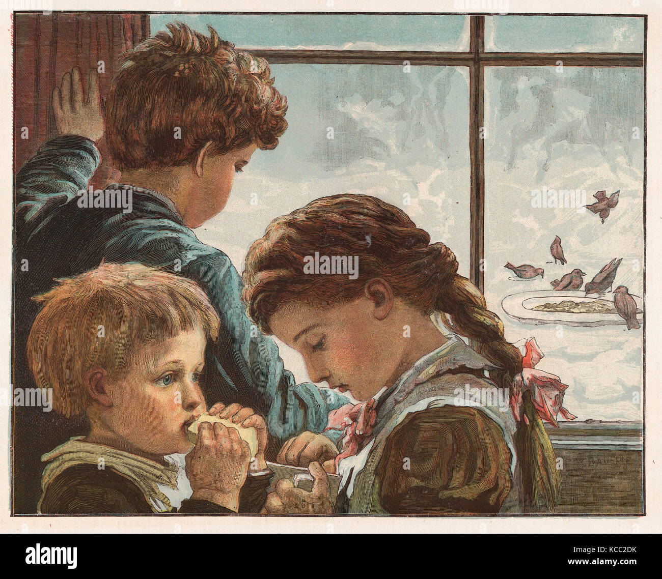 Disegni e Stampe, Stampa, affamati di uccelli (dal numero di Natale del grafico), Karl Wilhelm Friedrich Bauerle Foto Stock