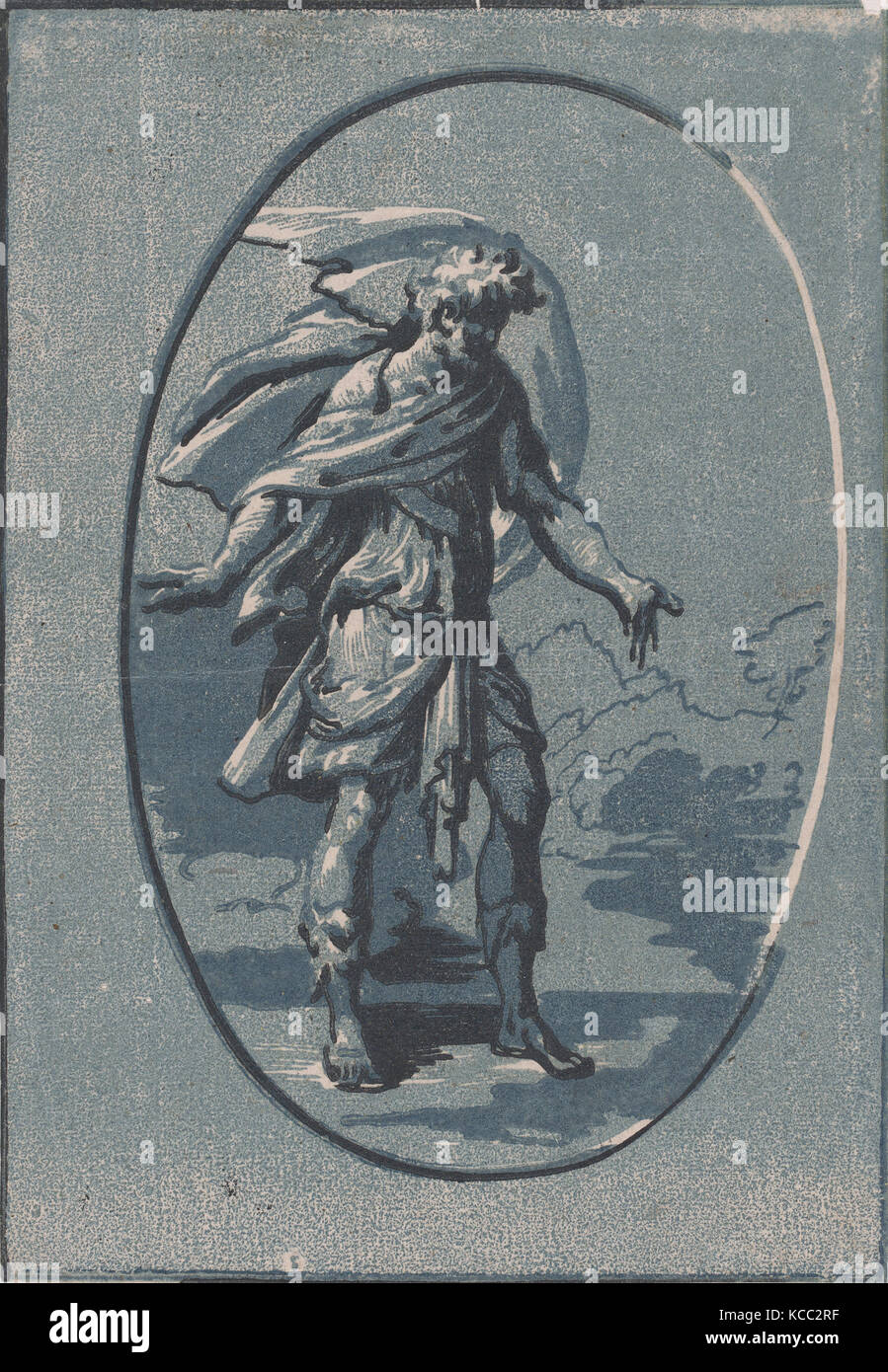 La sorpresa, 1515-30, incisione a legno in chiaroscuro stampato da tre blocchi in inchiostro blu; il secondo stato di tre(Bartsch), foglio: 10 11/1 Foto Stock