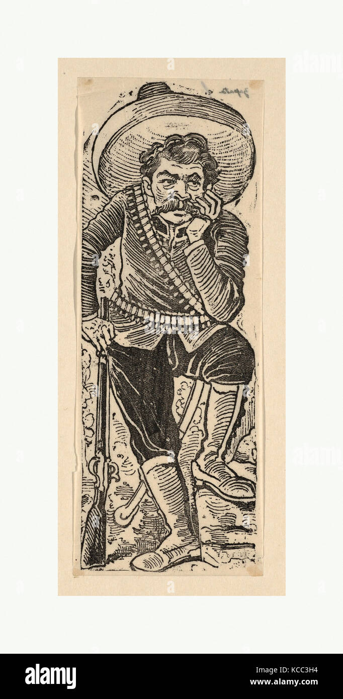 Emiliano Zapata appoggiata sulla sua pistola, José Guadalupe Posada, ca. 1911 Foto Stock Emiliano Zapata appoggiata sulla sua pistola, José Guadalupe Posada, ca. 1911 Foto Stock