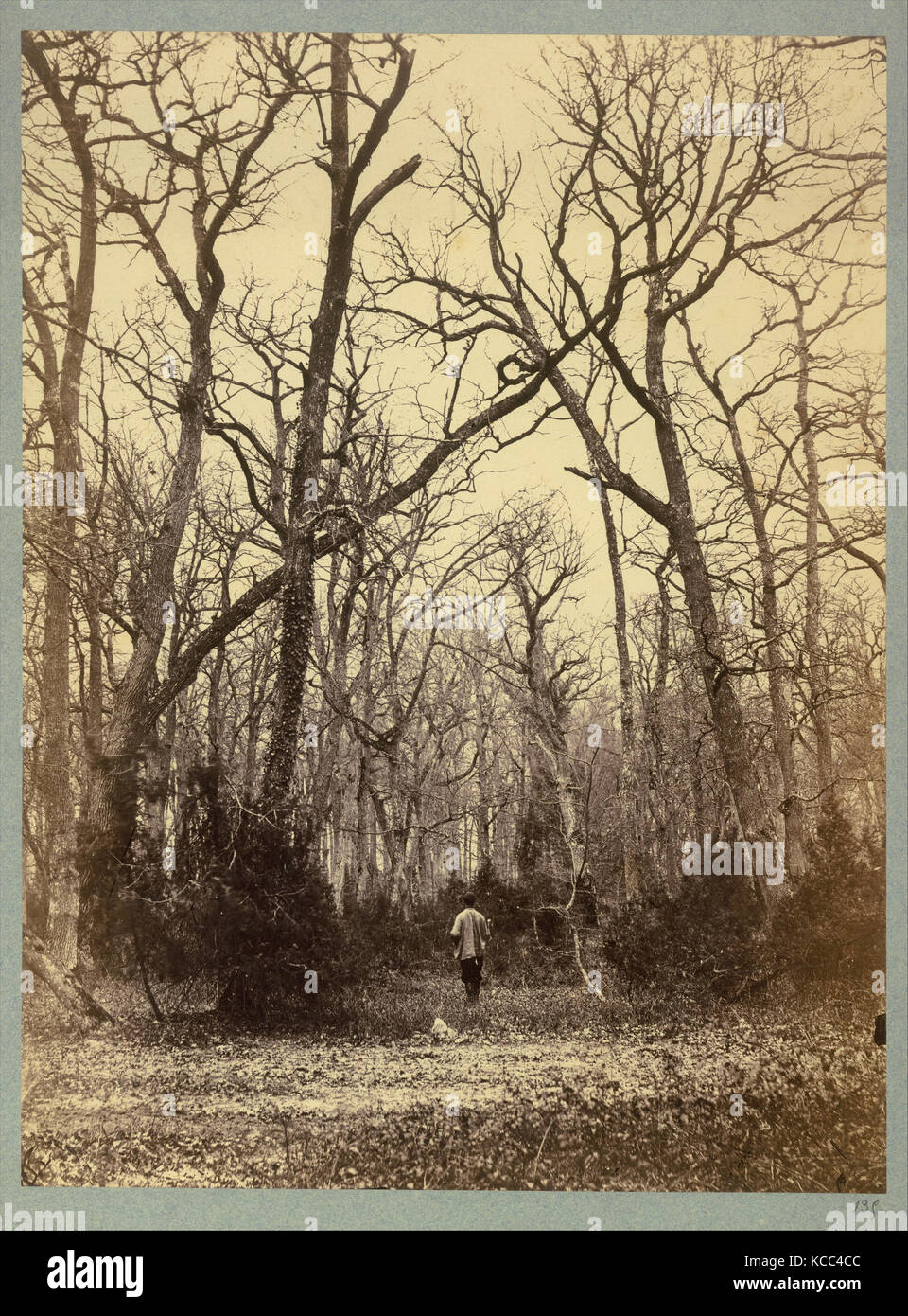 Uomo in un paesaggio forestale, costante Alexandre Famin, ca. 1870 Foto Stock