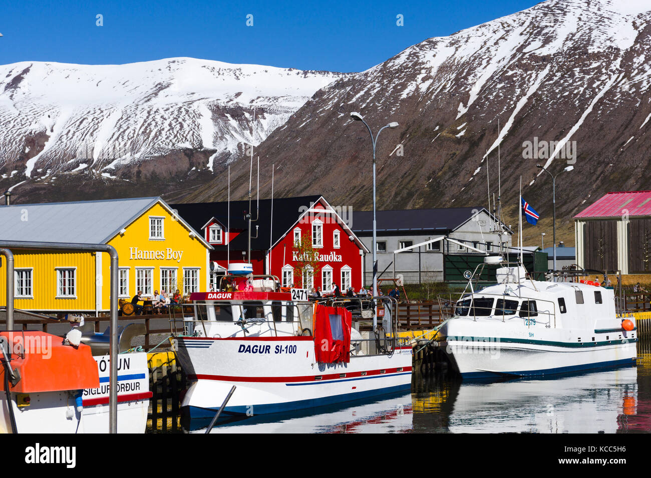 Siglufjörður Harbour, Islanda Foto Stock