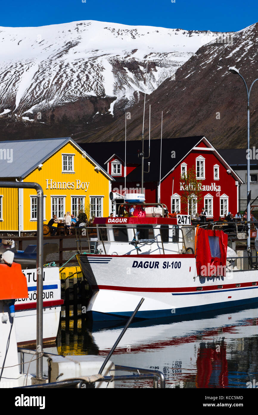 Siglufjörður Harbour, Islanda Foto Stock