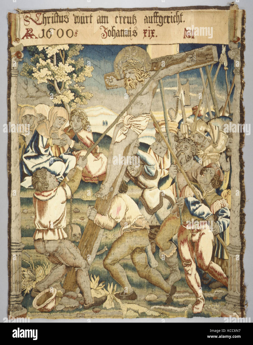 La elevazione della Croce a partire da un set di passione, non identificato tessitore Mark, 1600 Foto Stock