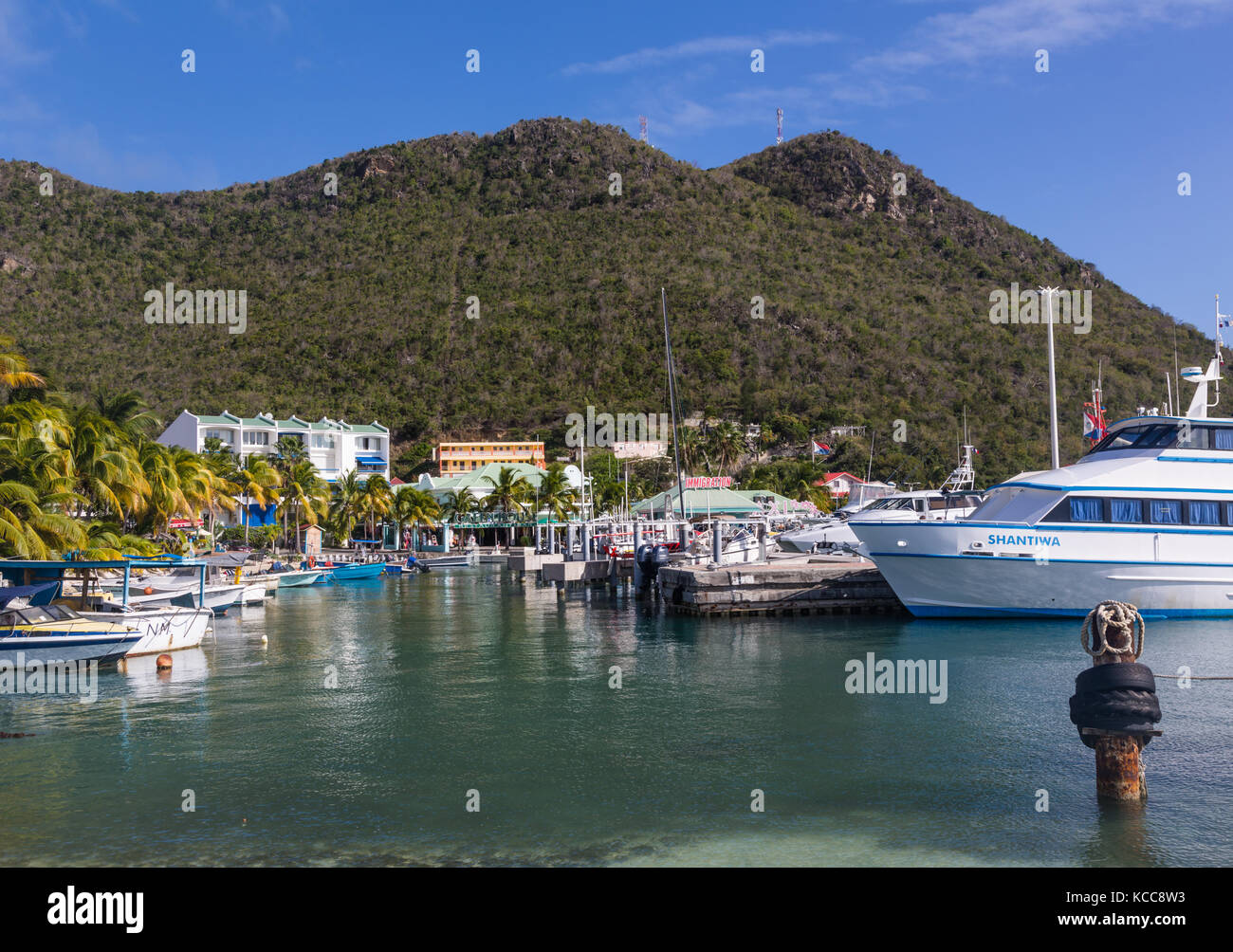 Le barche nel porto a, Philipsburg, St Maarten Foto Stock