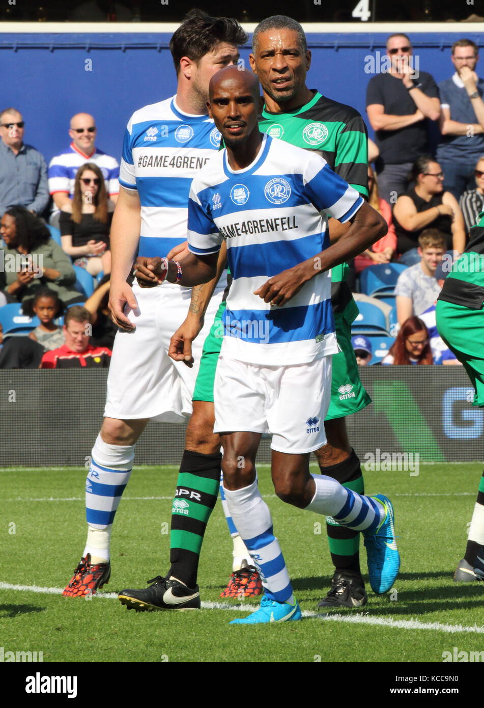 Game4Grenfell - partita di calcio di beneficenza al Loftus Road Stadium, South Africa Road, Londra con: Sir Mo Farah, Marcus Mumford dove: Londra, Regno Unito quando: 02 Set 2017 credito: WENN.com Foto Stock
