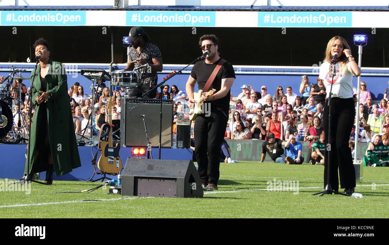 Game4Grenfell - partita di calcio di beneficenza al Loftus Road Stadium, South Africa Road, Londra con: Emeli Sande, Marcus Mumford, Rita ora dove: Londra, Regno Unito quando: 02 Set 2017 Credit: WENN.com Foto Stock