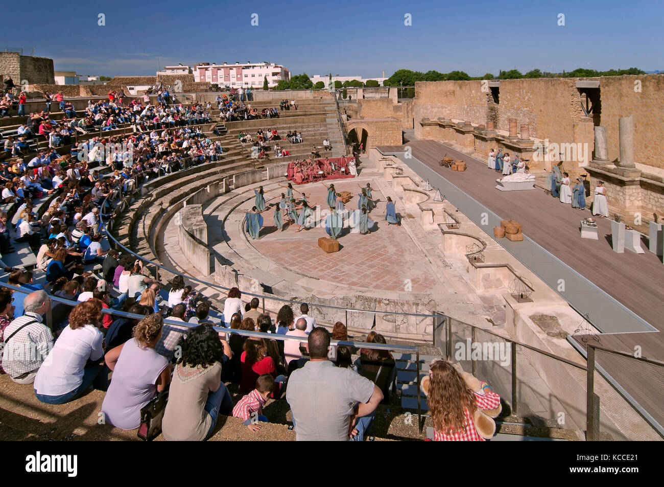 Le rovine romane di italica - teatro e spettacolo, santiponce, Siviglia e provincia, regione dell'Andalusia, Spagna, Europa Foto Stock
