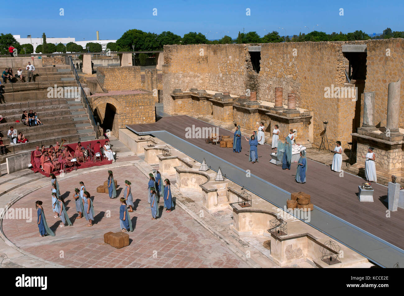 Le rovine romane di italica - teatro e spettacolo, santiponce, Siviglia e provincia, regione dell'Andalusia, Spagna, Europa Foto Stock