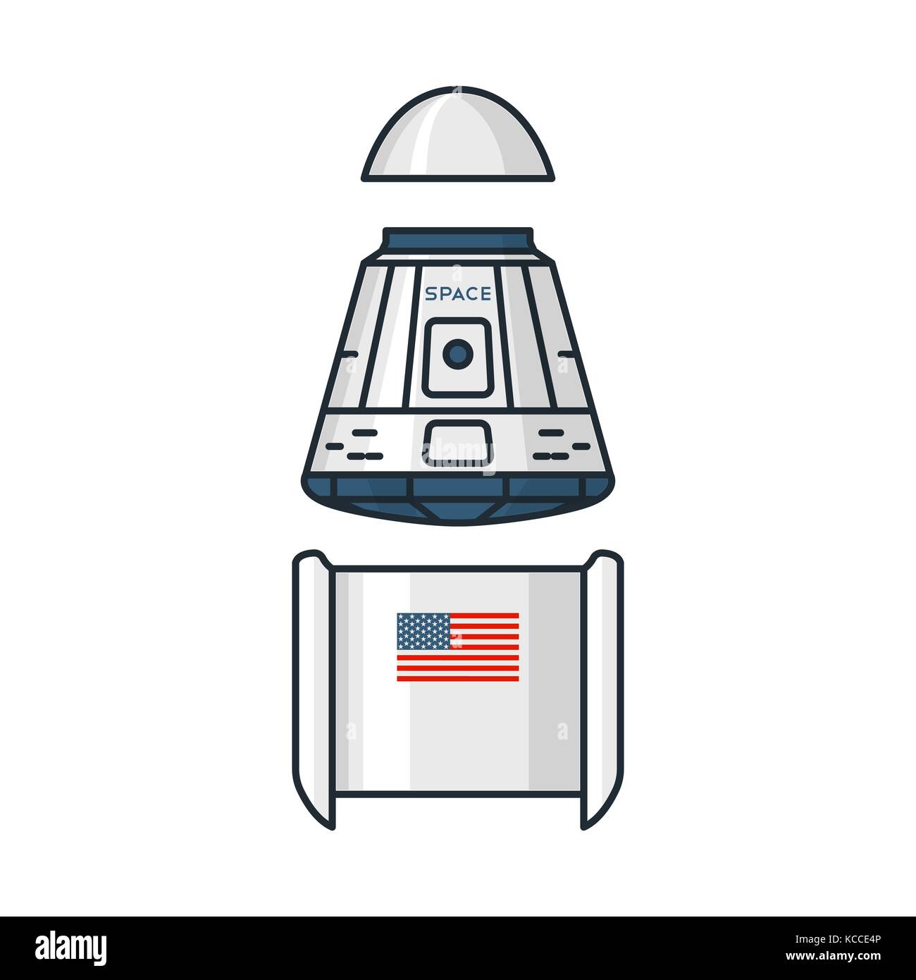 Illustrazione vettoriale di moduli di veicolo spaziale su sfondo bianco. spazio argomento. Illustrazione Vettoriale
