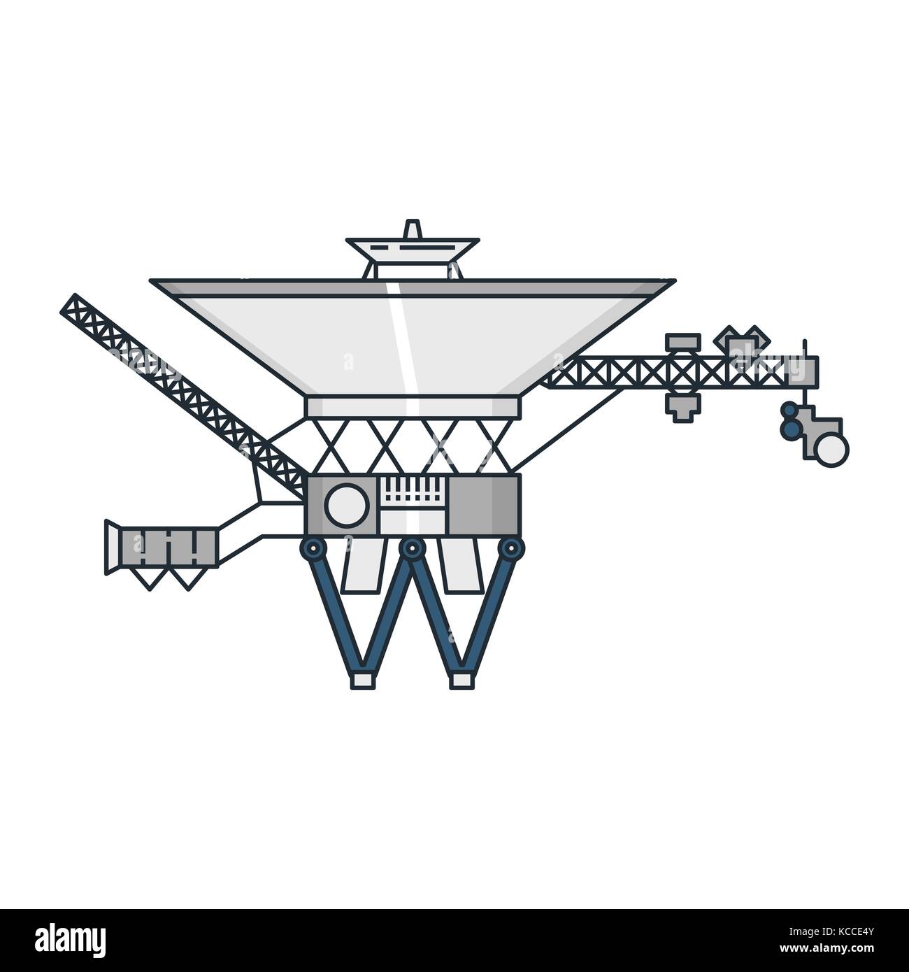 Illustrazione vettoriale di una stazione spaziale su sfondo bianco. spazio argomento. Illustrazione Vettoriale