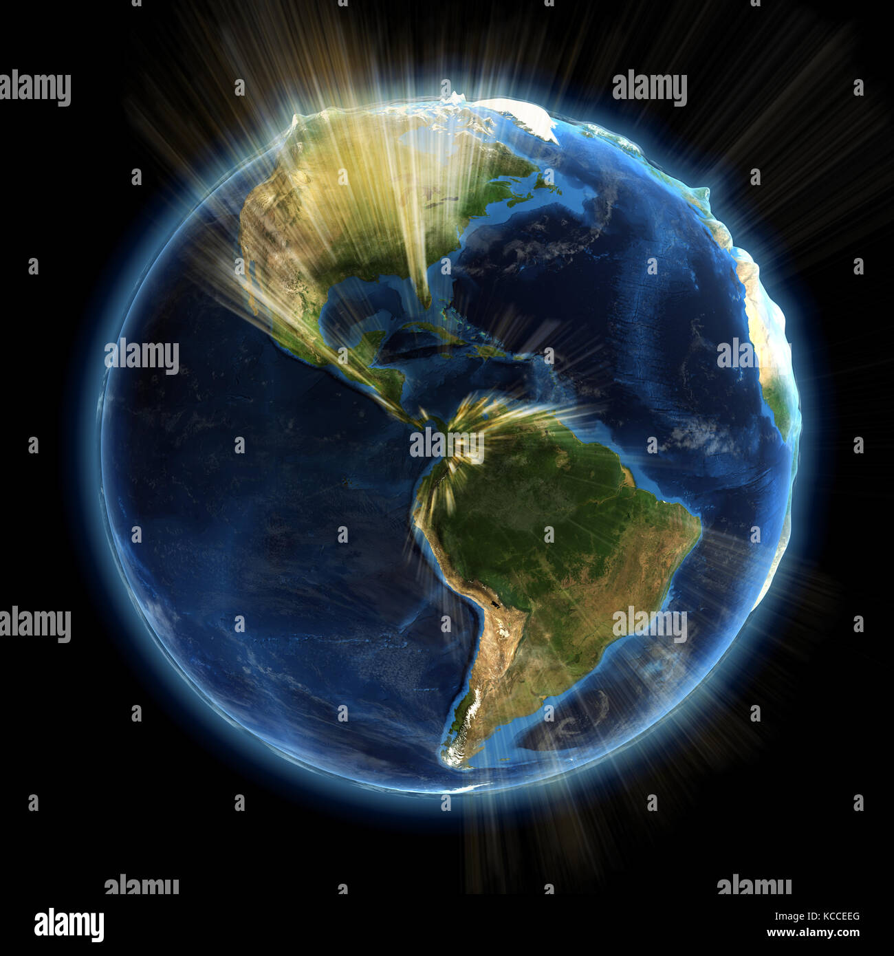 America vera e propria superficie in rilievo 3D rendering Foto Stock