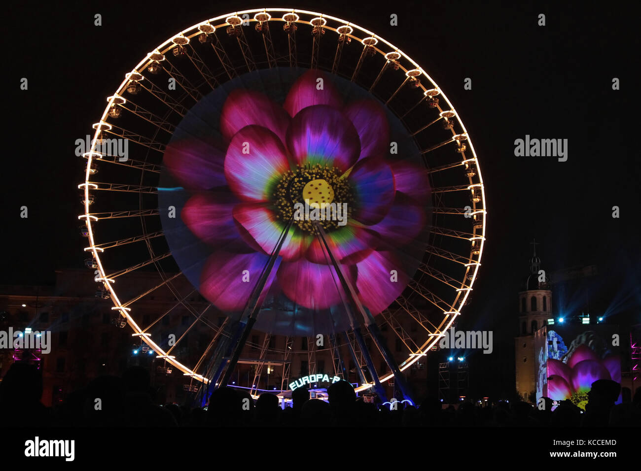 LIONE, FRANCIA, 5 dicembre 2014 : Festival delle luci di Lione è il luogo principale di creazione di ingegneri di illuminazione, designer, artisti visivi. Più di Foto Stock