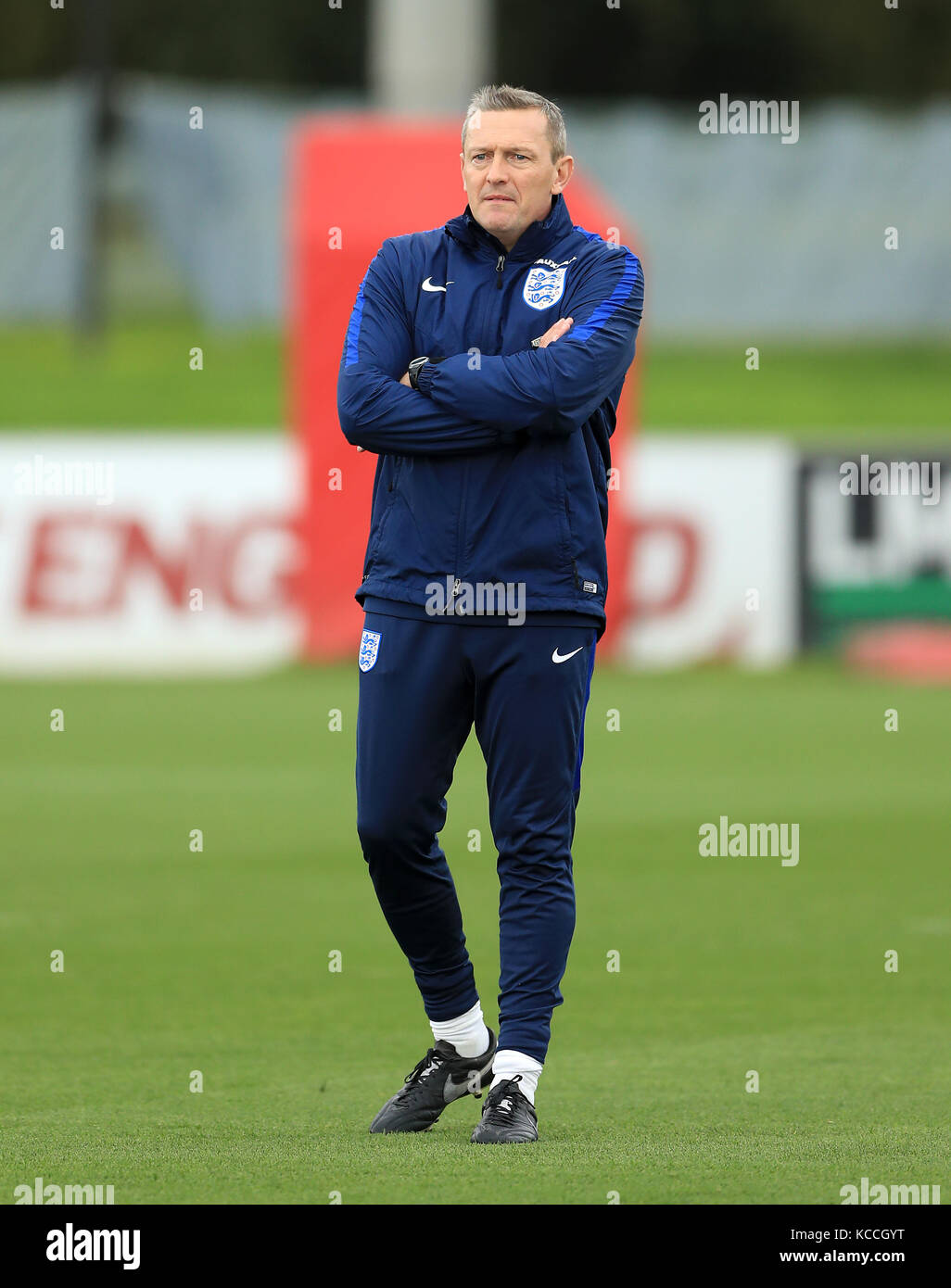 Inghilterra U21 manager Aidy Boothroyd durante la sessione di allenamento al St George's Park di Burton. PREMERE ASSOCIAZIONE foto. Data immagine: Mercoledì 4 ottobre 2017. Vedi PA storia CALCIO Inghilterra U21. Il credito fotografico dovrebbe essere: Tim Goode/PA Wire. Foto Stock