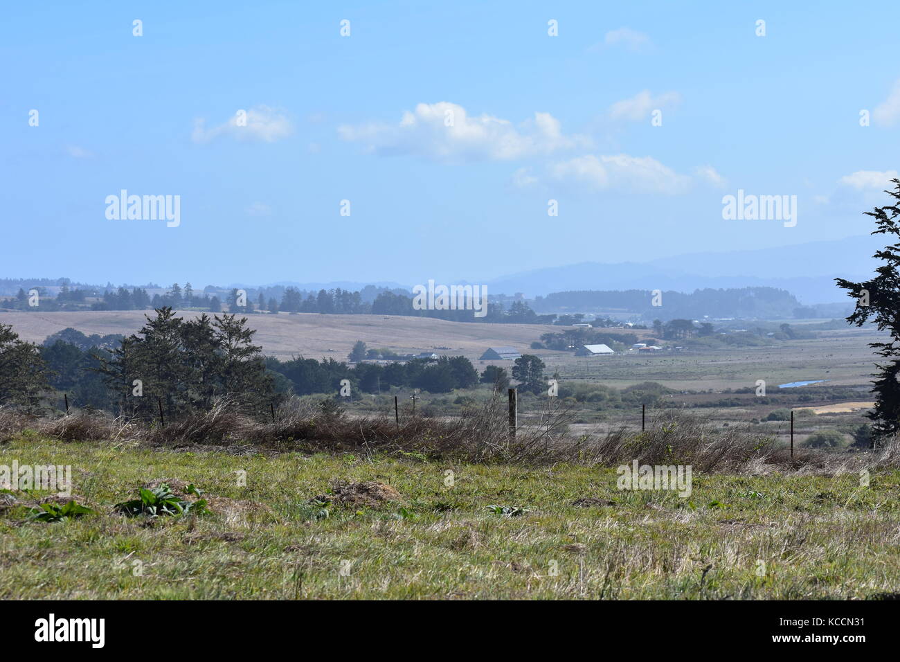 Valle e colline Foto Stock