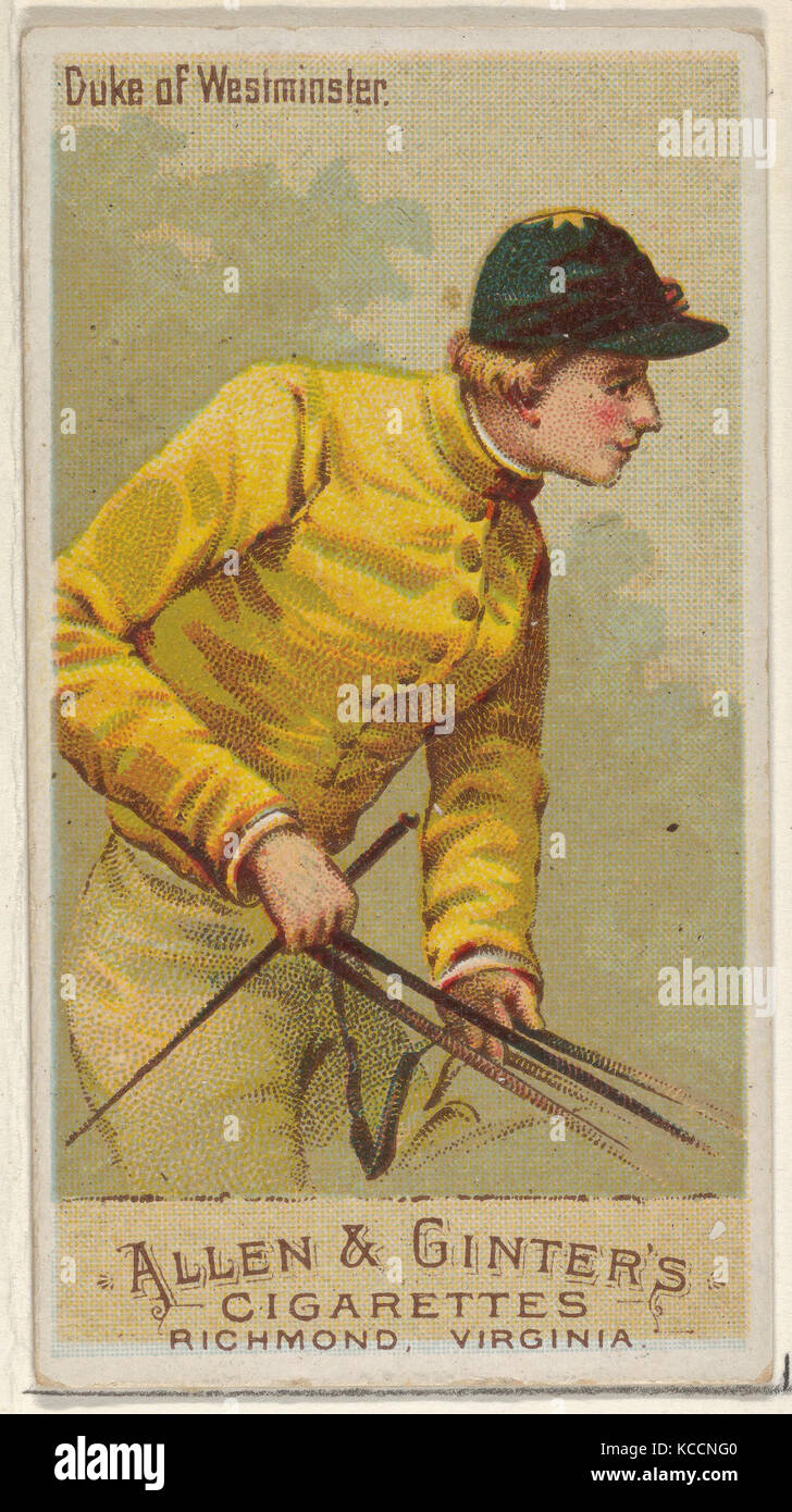 Il Duca di Westminster e dalla Racing i colori della serie mondiale (N22a) per Allen & Ginter sigarette, 1888 Foto Stock