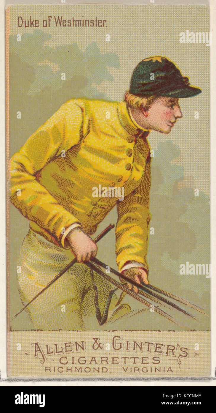 Il Duca di Westminster e dalla Racing i colori della serie mondiale (N22b) per Allen & Ginter sigarette, 1888 Foto Stock
