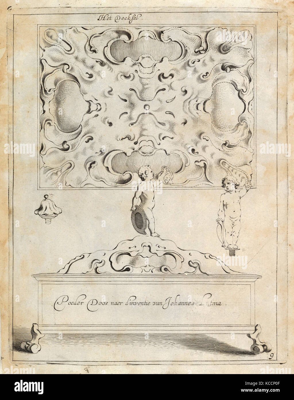 Verscheyde Constige Vindigen om nella gotta, argento, Hout en Steen te wercken (piastra 9), inciso da Michiel Mosyn (Olandese, nato 1630 Foto Stock
