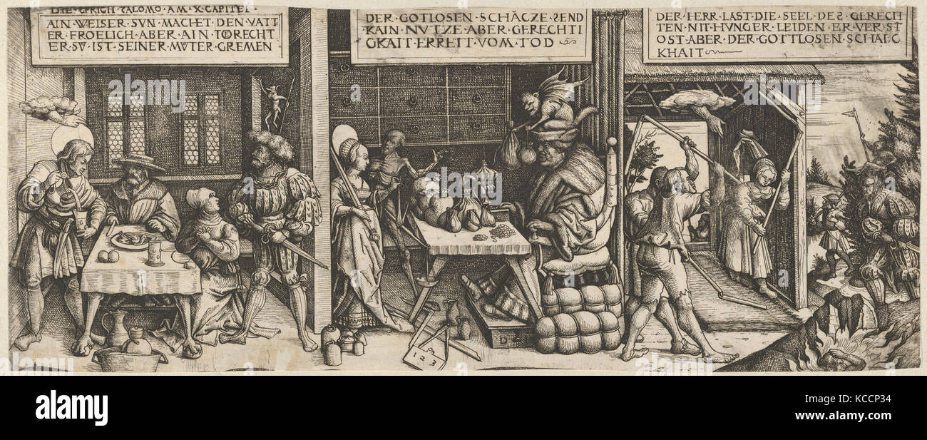 Illustrazioni di Proverbi 10: 1-3, Daniel Hopfer, ca. 1534 Foto Stock