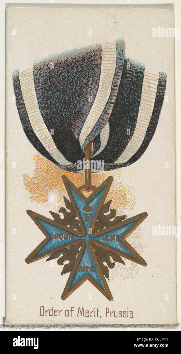 Ordine di merito, la Prussia, dal mondo decorazioni serie (N30) per Allen & Ginter sigarette, 1890 Foto Stock