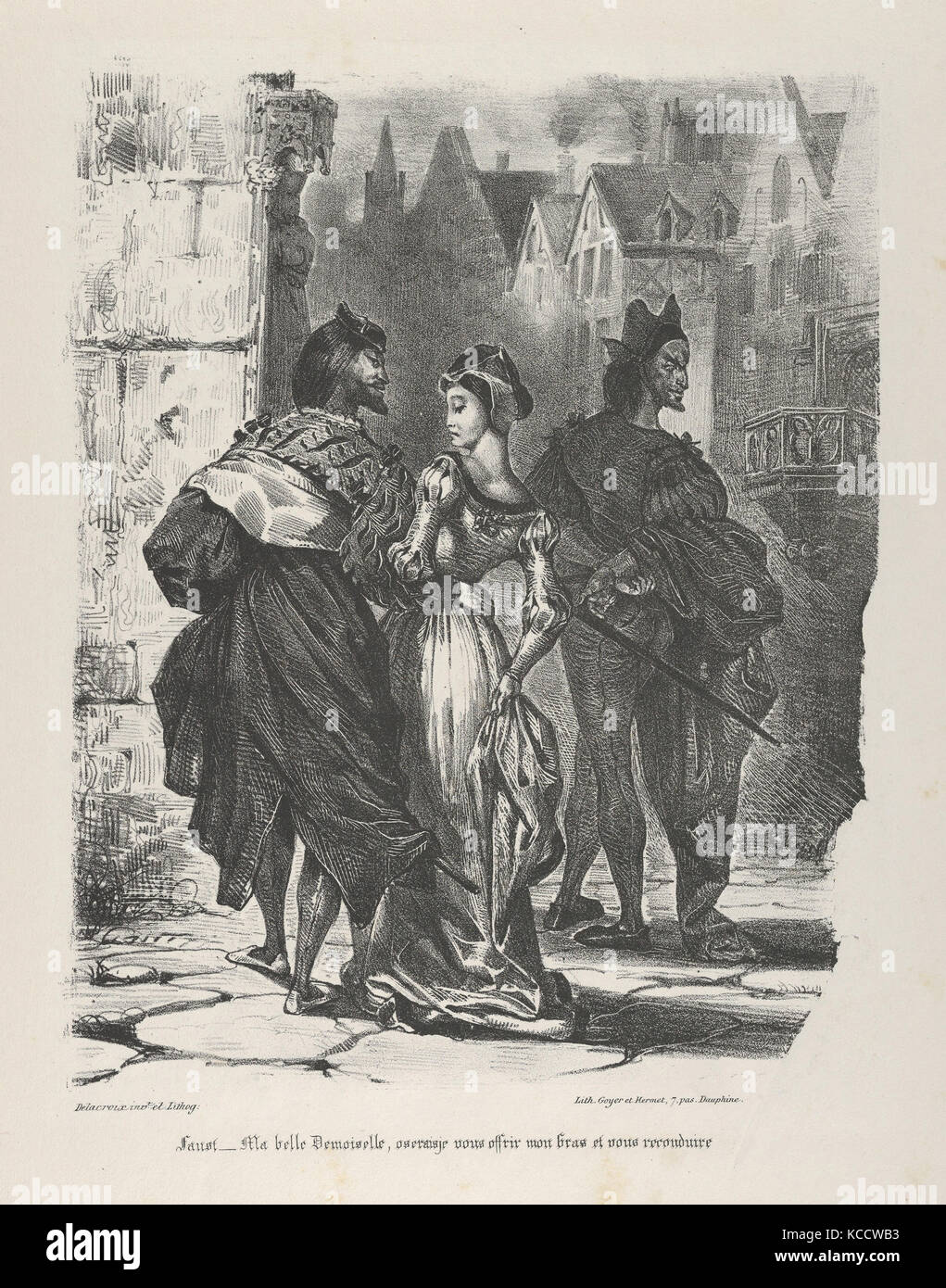 Faust cercando di sedurre Marguerite (Goethe, Faust), Eugène Delacroix, 1825-27 Foto Stock