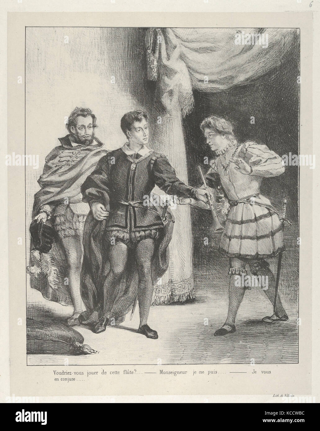 Borgo e Guildenstern, 1834-43, litografia; il secondo stato di quattro, Immagine: 10 x 8 in. (25,4 x 20,3 cm), stampe, Eugène Delacroix Foto Stock