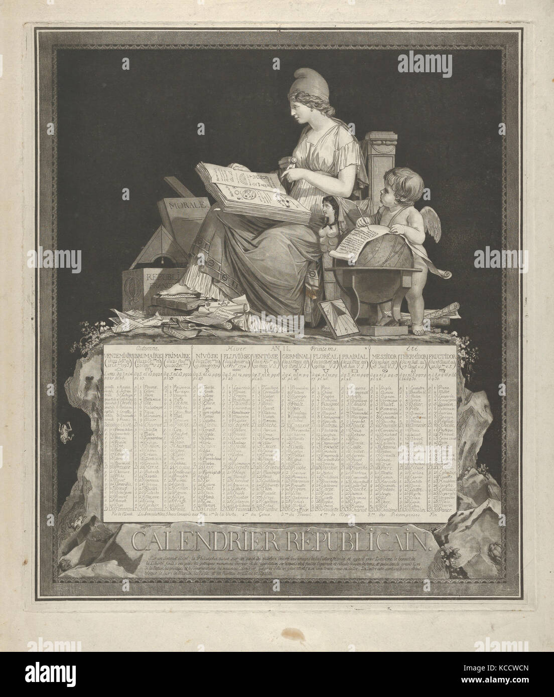 Calendario Rivoluzionario, Louis Debucourt Philibert, 1793 Foto Stock