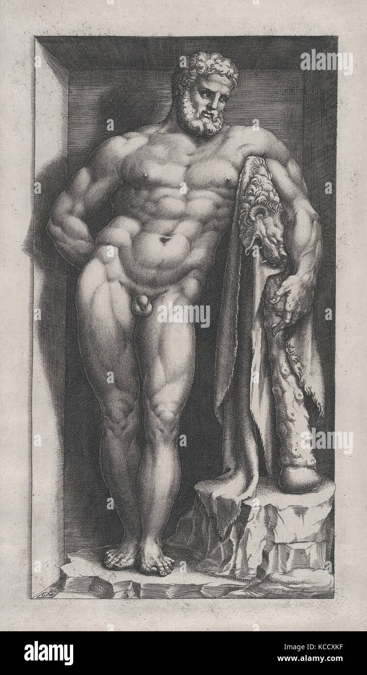 Speculum Romanae Magnificentiae": l'Ercole Farnese, Giorgio Ghisi, XVI secolo Foto Stock