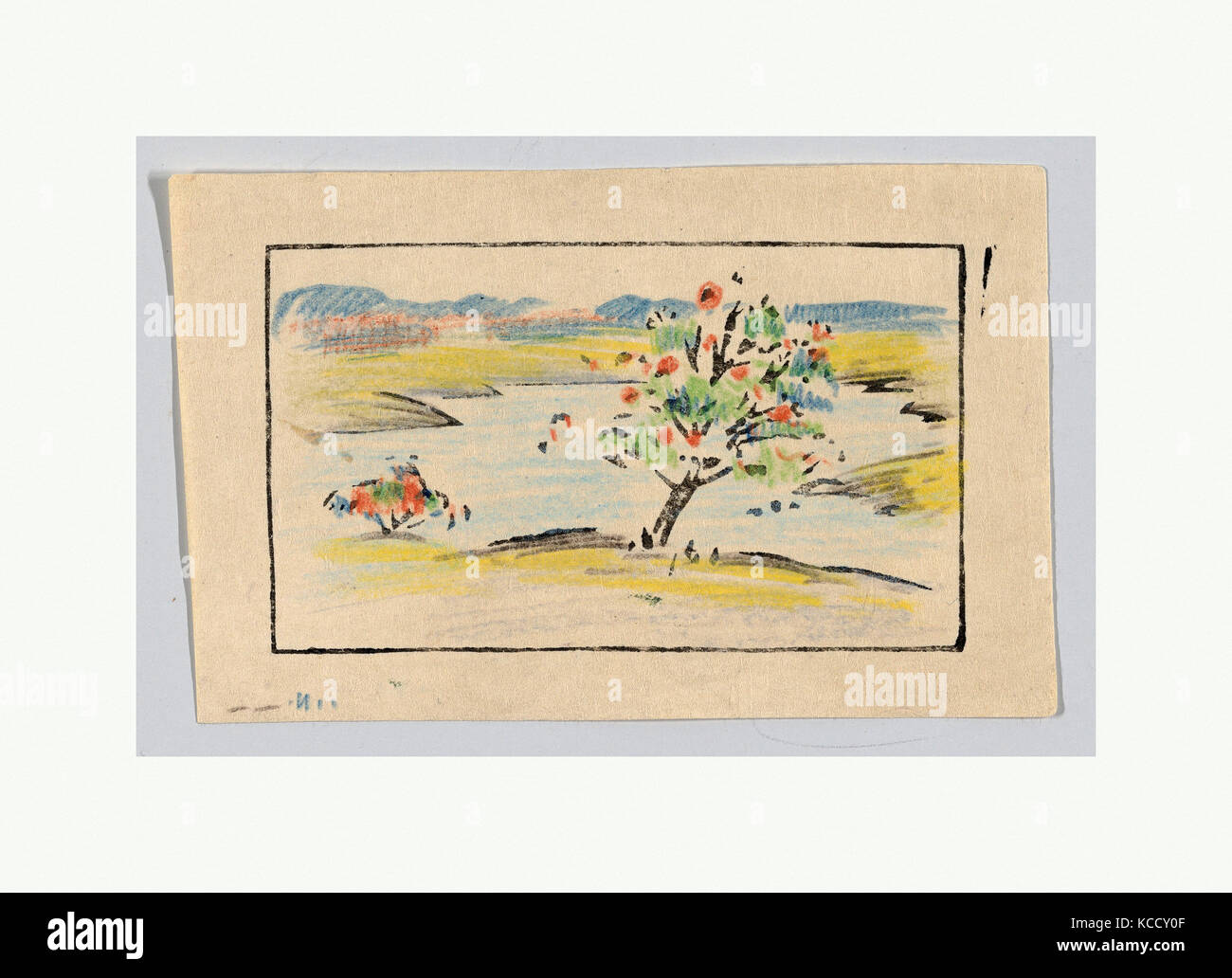 Nabby punto, ca. 1913, (non assegnato) Ipswich, Massachusettes, Stati Uniti, colore xilografia; a prova di prova con la matita colorata Foto Stock
