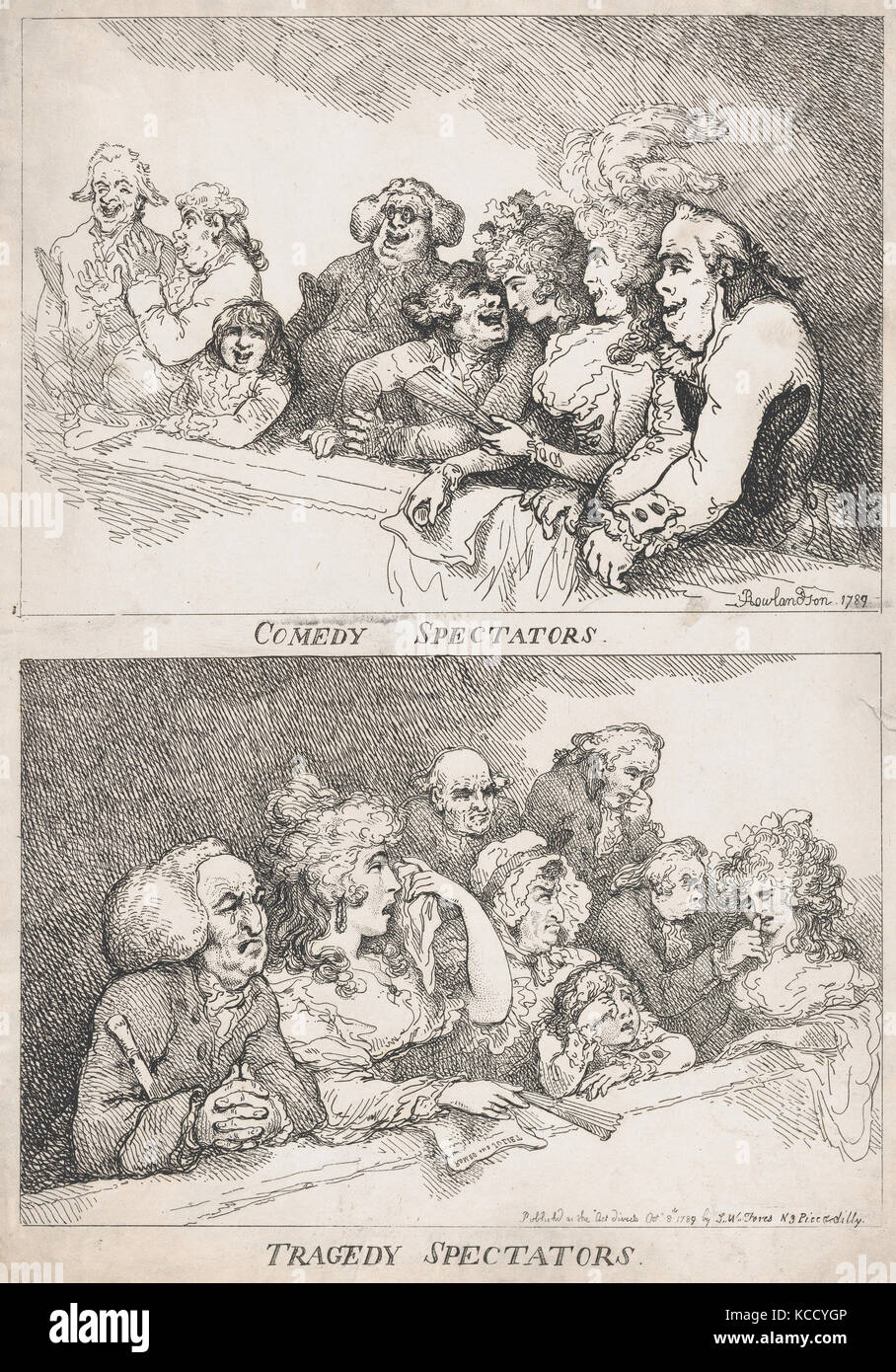 Commedia di spettatori, tragedia di spettatori, Thomas Rowlandson, 8 ottobre 1789 Foto Stock