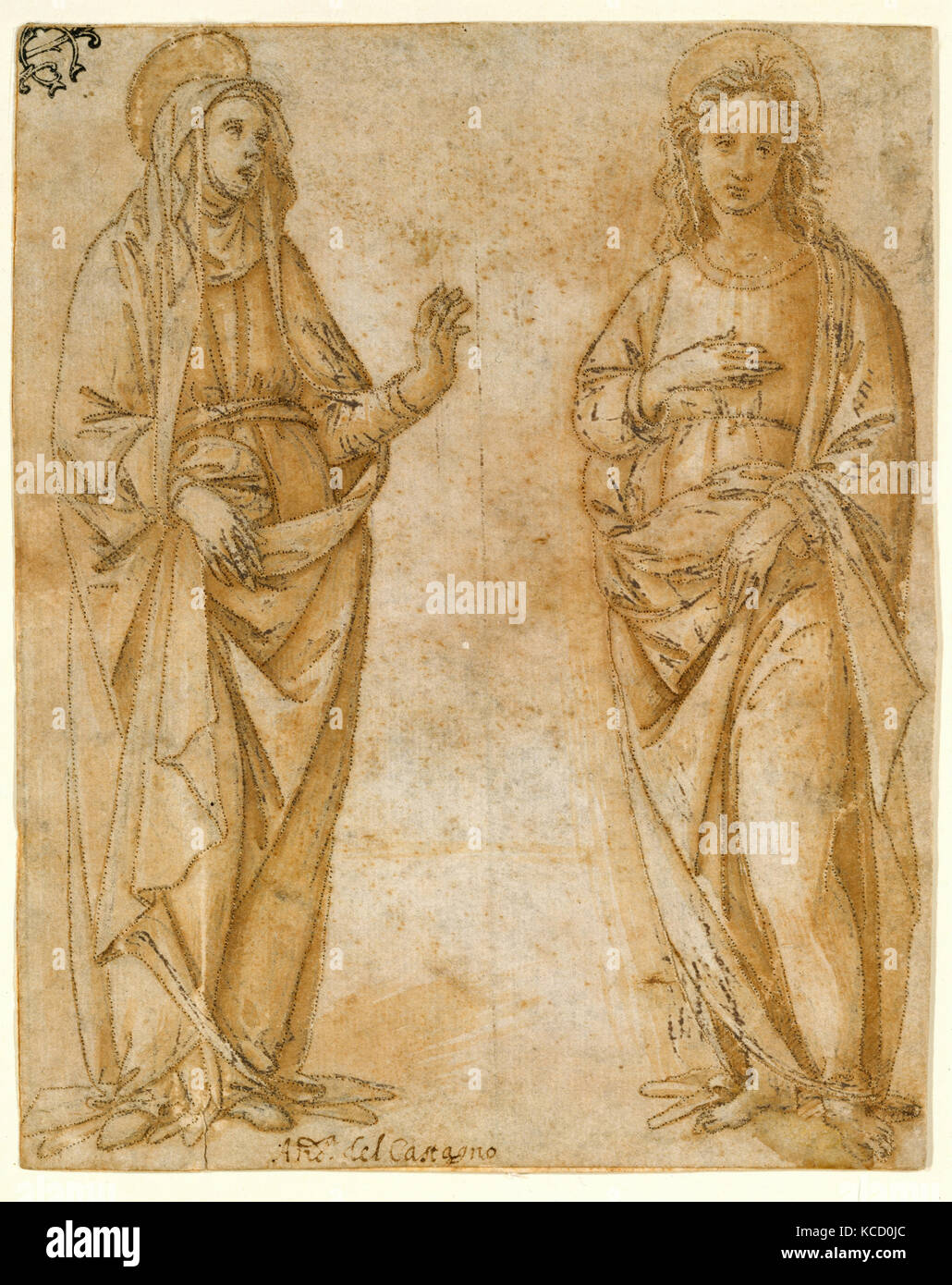 La Vergine e San Giovanni Evangelista, attribuito a Raffaellino del Garbo, circa 1500 Foto Stock