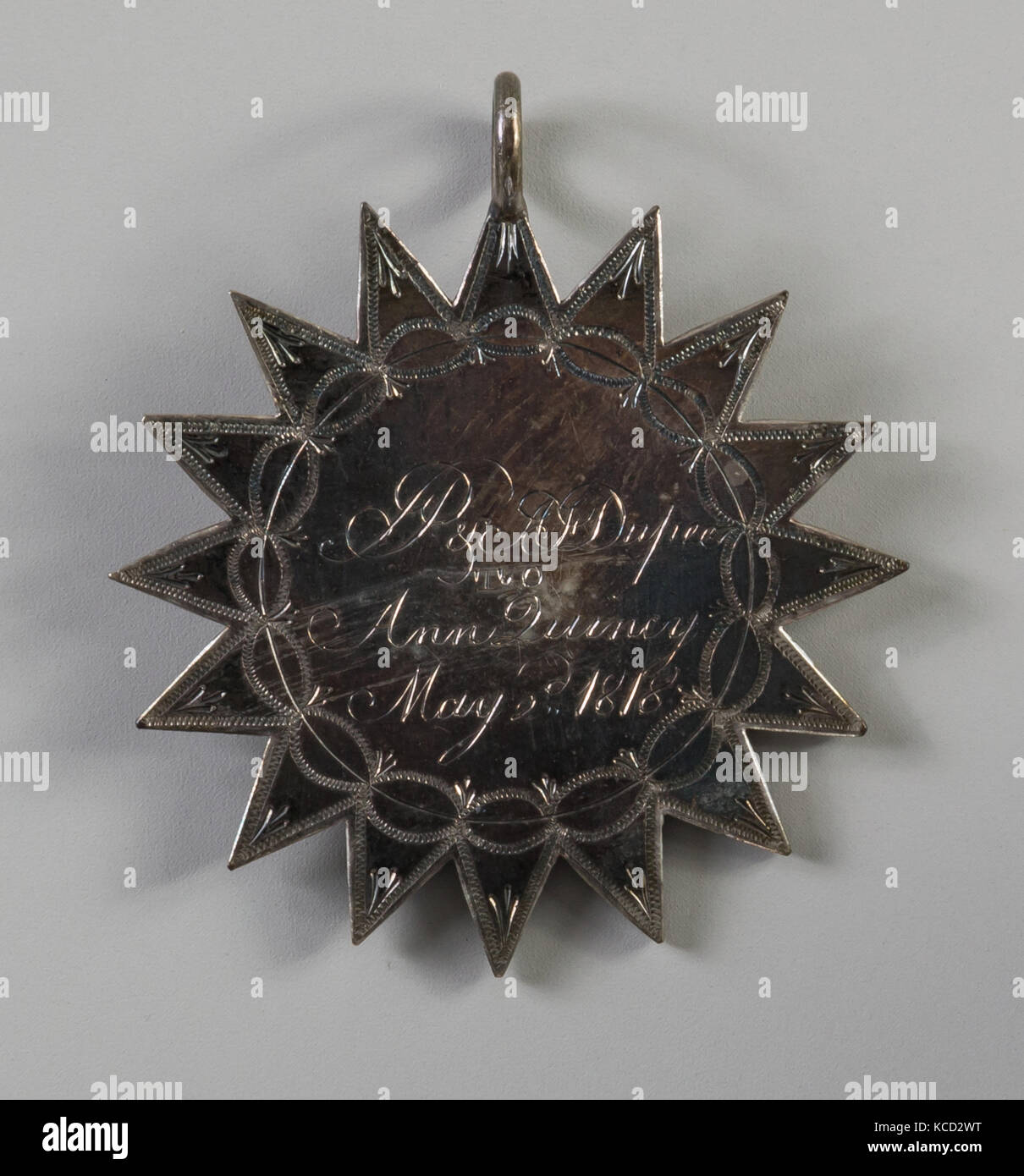 Medaglia, 1818, probabilmente a Portland, Maine, Stati Uniti, American, argento, 2 x 2 1/4 in. (5,1 x 5,7 cm), gioielli Foto Stock