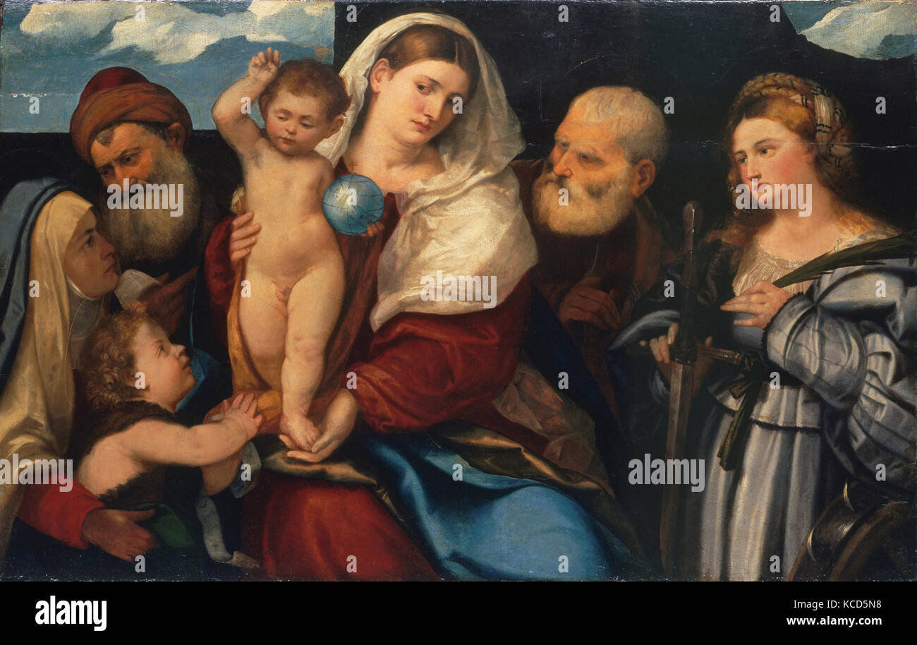 Madonna con Bambino e Santi, Bonifacio de' Pitati Foto Stock