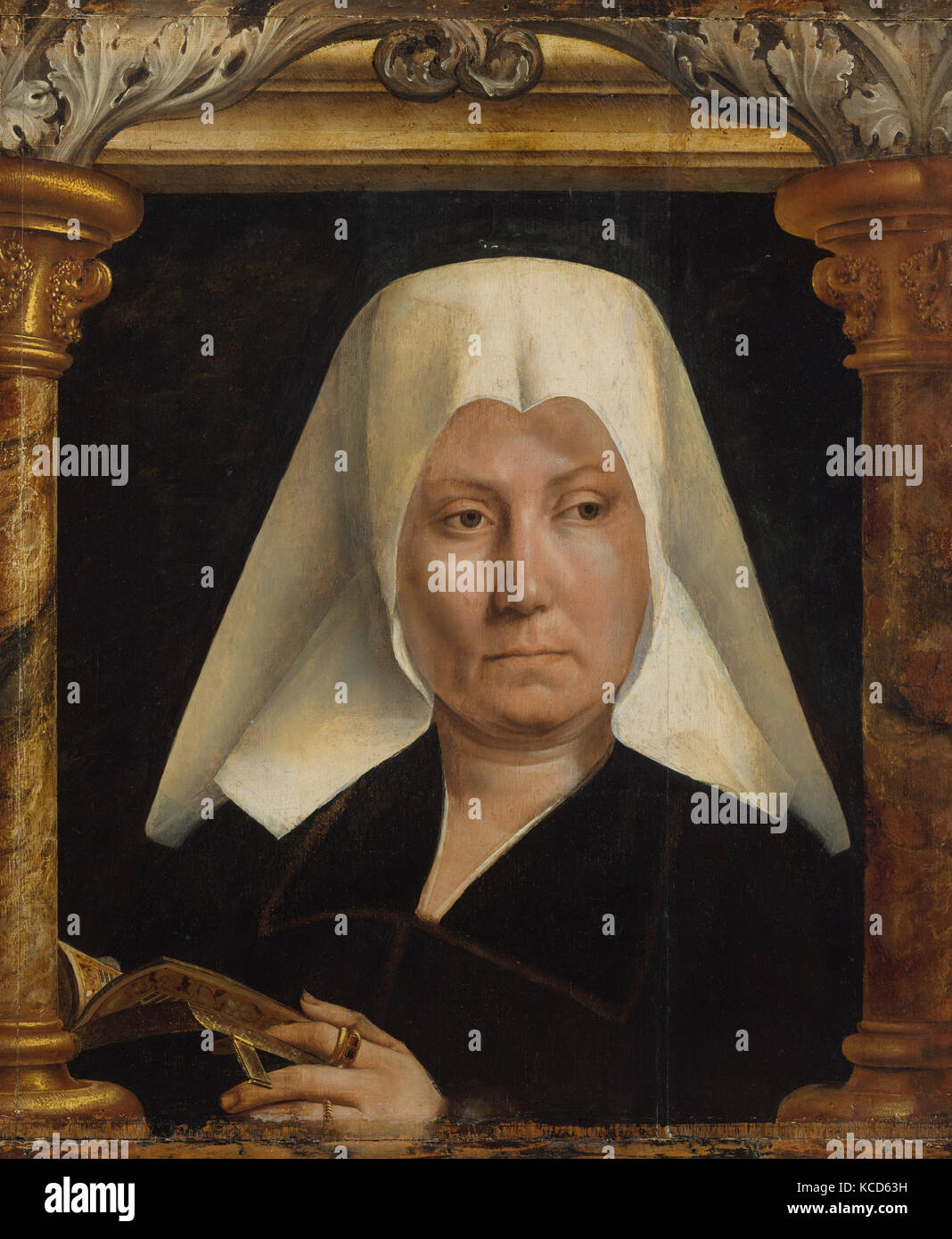 Ritratto di una donna, ca. 1520, Olio su legno, 19 x 17 in. (48,3 x 43,2 cm), dipinti, Quentin Metsys (Netherlandish, Leuven 1466 Foto Stock