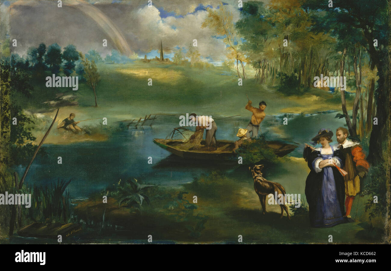 La pesca, ca. 1862-63, olio su tela, 30 1/4 x 48 1/2 in. (76,8 x 123,2 cm), dipinti, Édouard Manet (francese, Parigi 1832-1883 Foto Stock