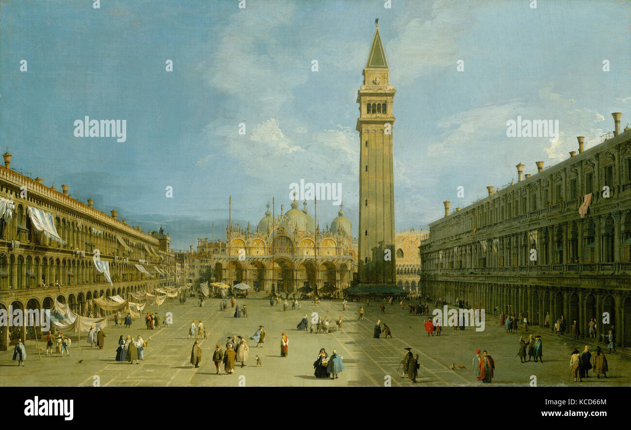 Piazza San Marco, tardi 1720s, olio su tela, 27 x 44 1/4 in. (68,6 x 112,4 cm), dipinti, Canaletto (Giovanni Antonio Canal Foto Stock