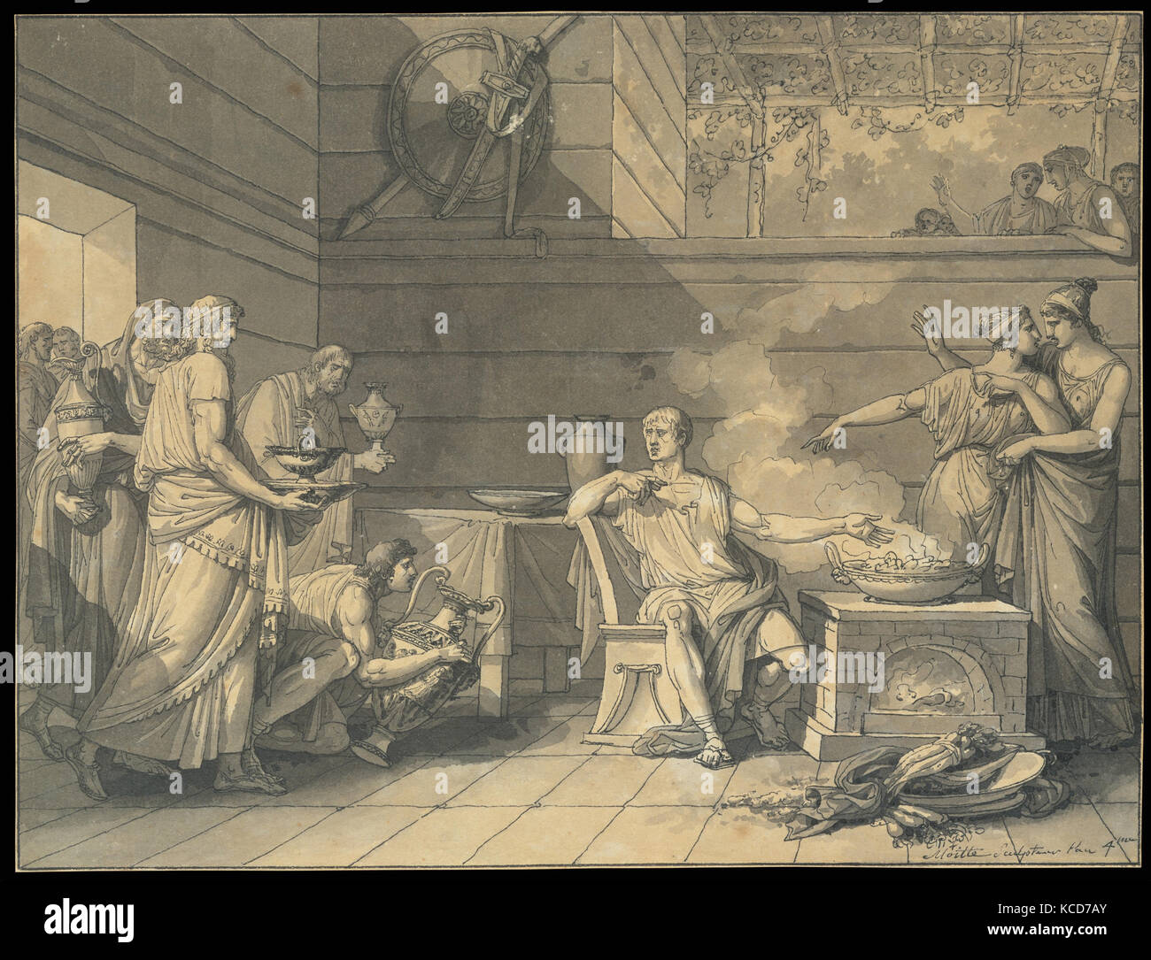 Manius Curius Dentatus rifiutando la presenta di Ambasciatori sannitica, Jean Guillaume Moitte, 1795-96 Foto Stock